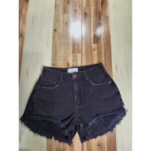 One Teaspoon Black Distressed Denim Cutoff Shorts Size 26